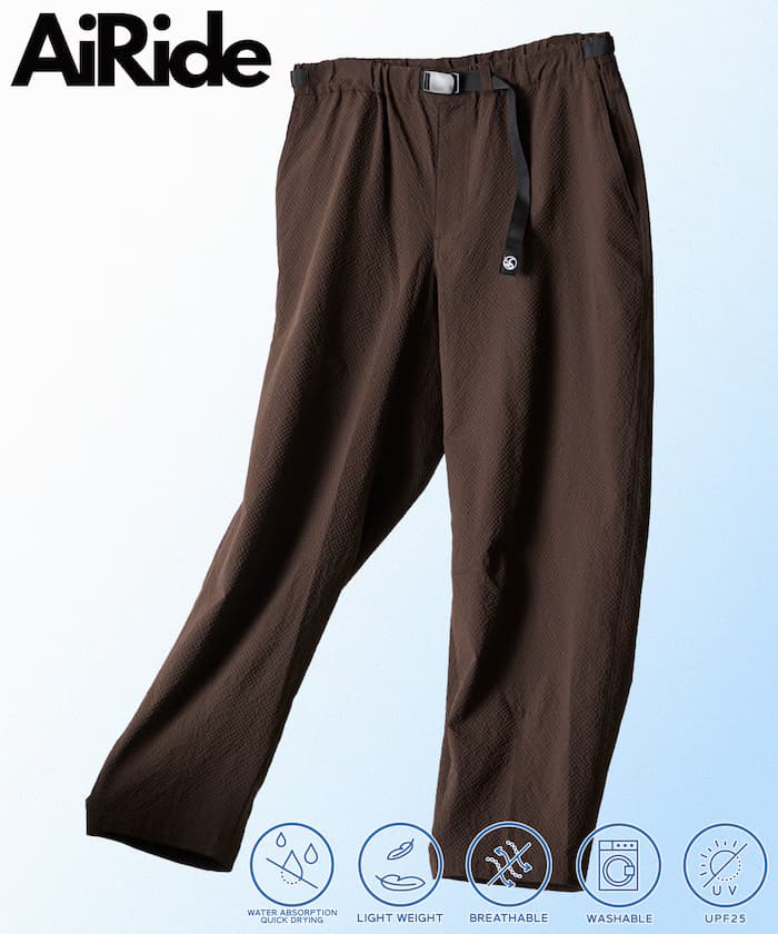 AiRide 寬版泡泡紗可收納登山褲/吸水速乾/UVカット 【限定展開】