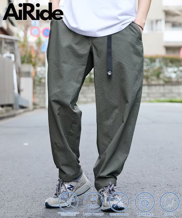 AiRide 寬版泡泡紗可收納登山褲/吸水速乾/UVカット 【限定展開】
