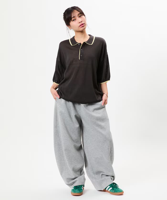 限定展開 寬版接觸冷感筒形衛衣褲子