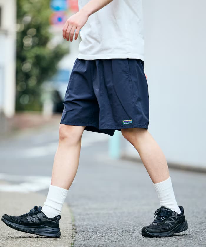 棉質尼龍 可收納 鬆緊短褲 【限定展開】