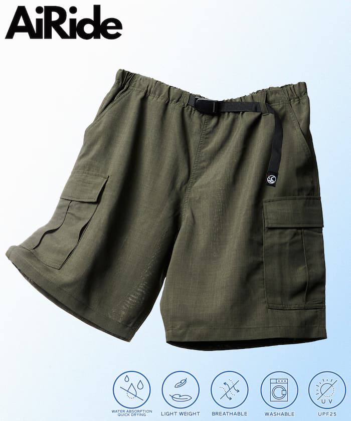 AiRide 可收納登山工裝短褲 吸水速乾 UVカット 限定展開
