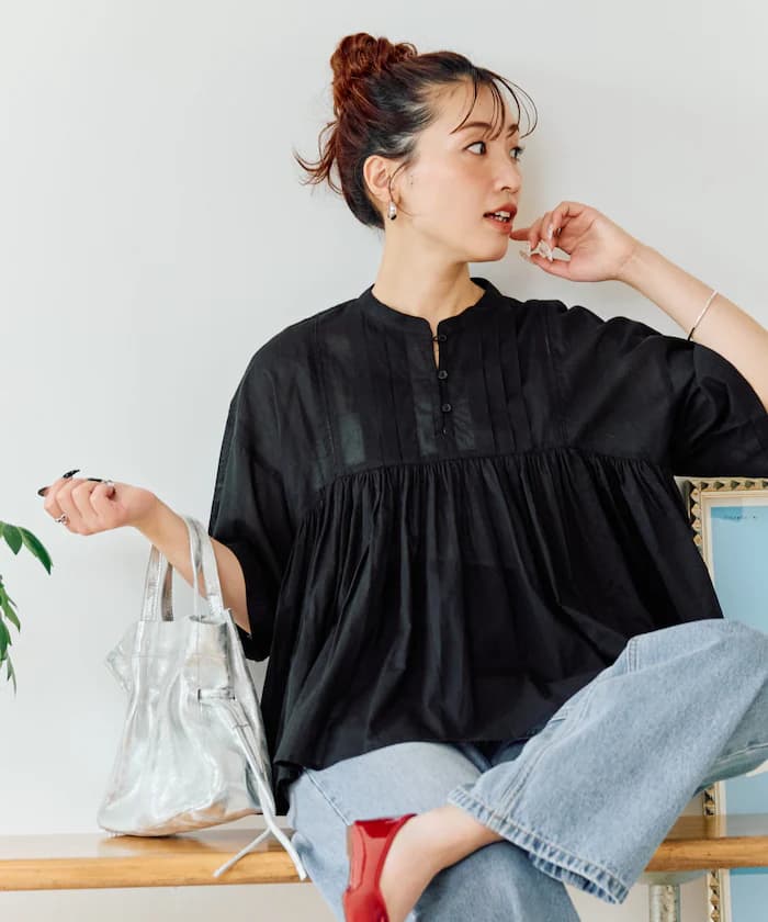 印度打褶切替喇叭罩衫【限定展開】