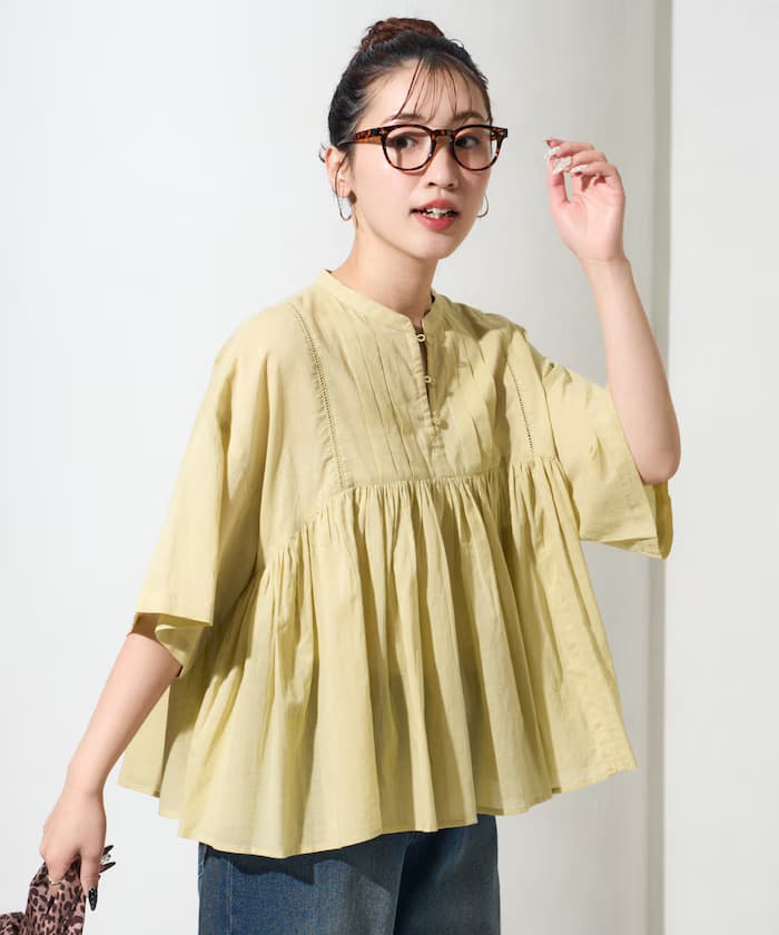 印度打褶切替喇叭罩衫【限定展開】