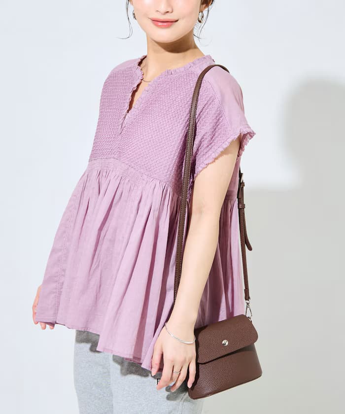 鑽石刺繡荷葉邊無袖罩衫【限定展開】