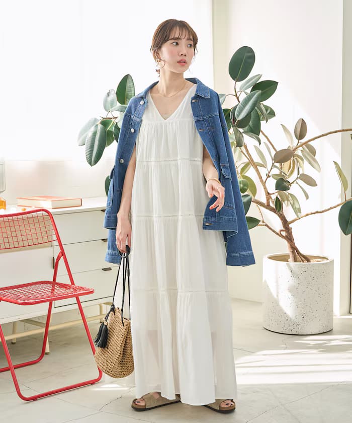 印度層次梯形蕾絲無袖連身裙【限定展開】