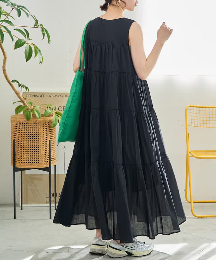 印度層次梯形蕾絲無袖連身裙【限定展開】