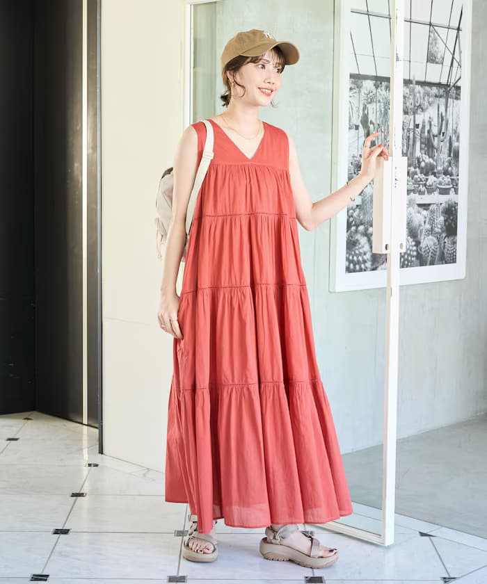 印度層次梯形蕾絲無袖連身裙【限定展開】