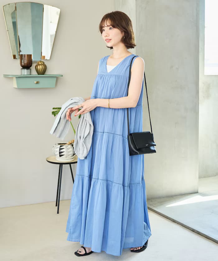 印度層次梯形蕾絲無袖連身裙【限定展開】