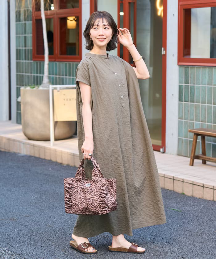 ナチュラル ポコポコ フレンチ スリーブ 連身裙【限定展開】