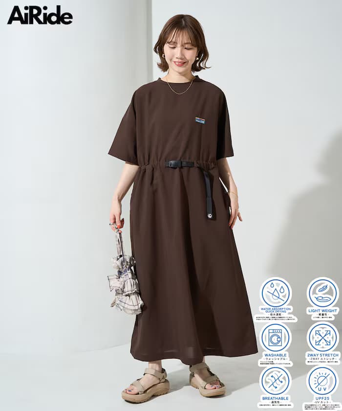 <UVカット・吸水速乾・ストレッチ>AiRide(エアライド) 腰部皮帶連身裙【限定展開】