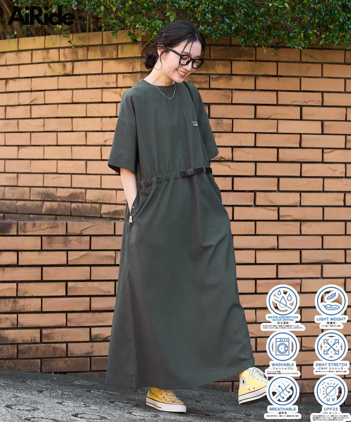 <UVカット・吸水速乾・ストレッチ>AiRide(エアライド) 腰部皮帶連身裙【限定展開】