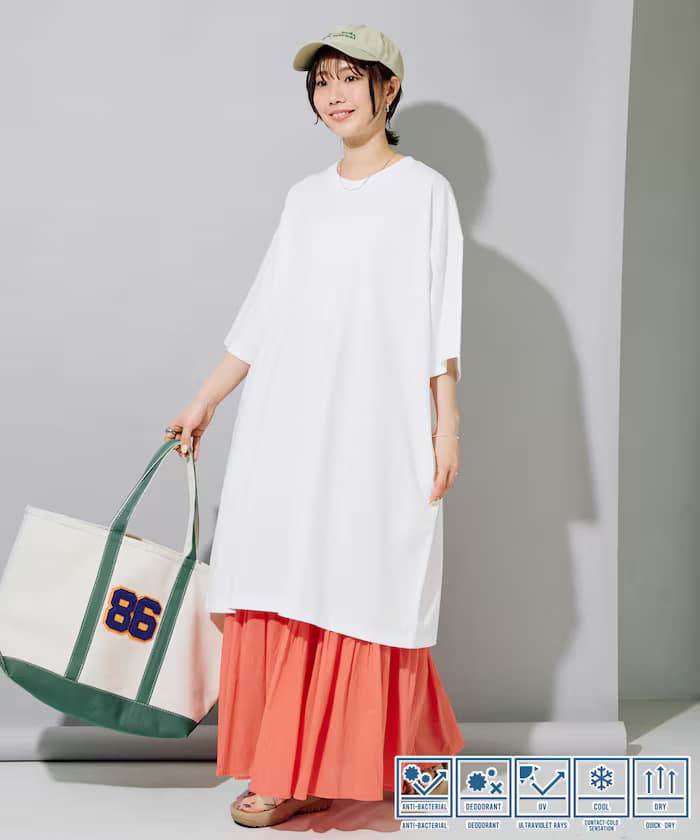 STORATECH 涼感 吸濕排汗 抗UV 抗菌 防臭 寬版短袖迷你洋裝【限定款】
