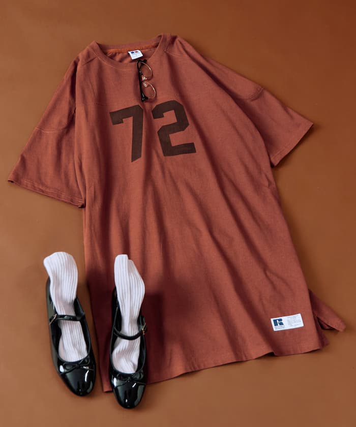 RUSSELL ATHLETIC × FREAK'S STORE 聯名限定 植絨 印花 數字 連身裙【限定款】