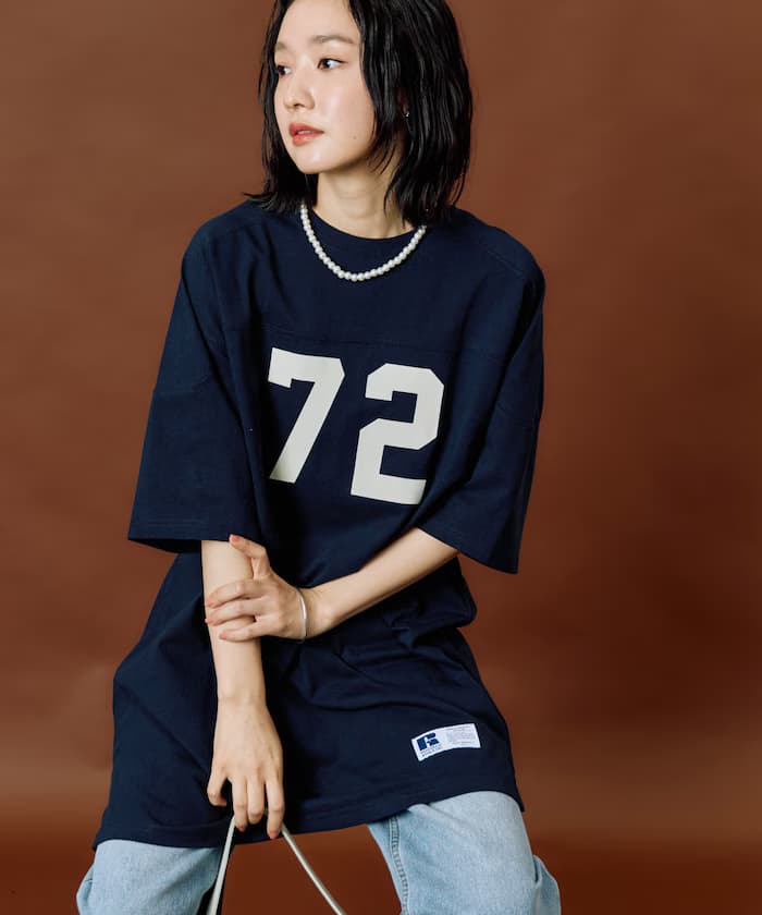 RUSSELL ATHLETIC × FREAK'S STORE 聯名限定 植絨 印花 數字 連身裙【限定款】