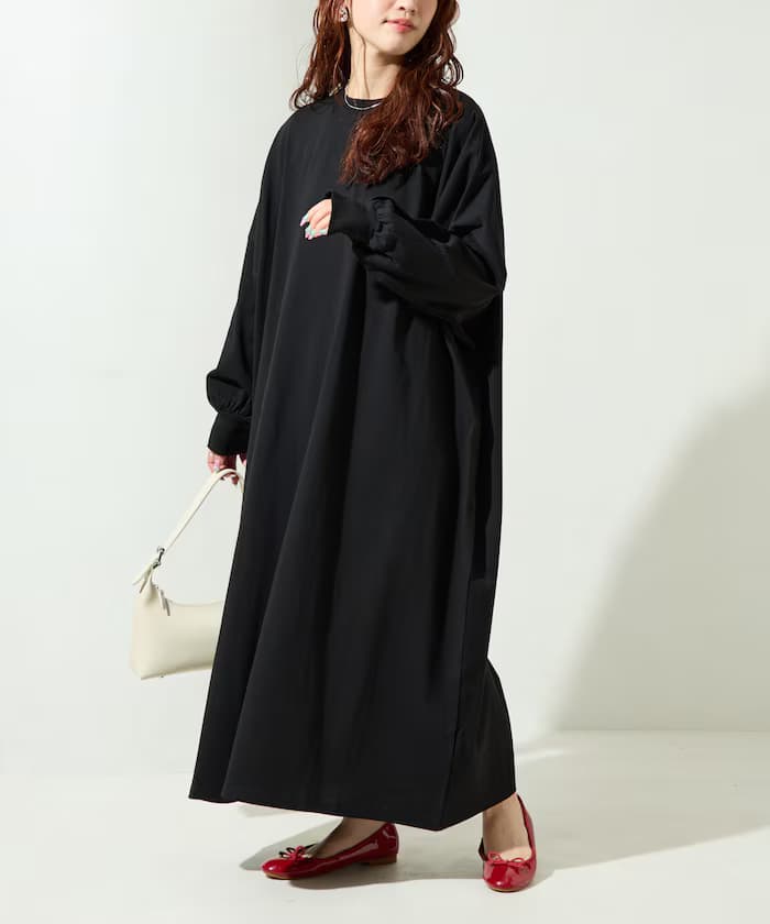 寬鬆版型蝙蝠袖連身裙【限定展開】