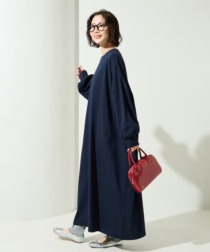 寬鬆版型蝙蝠袖連身裙【限定展開】