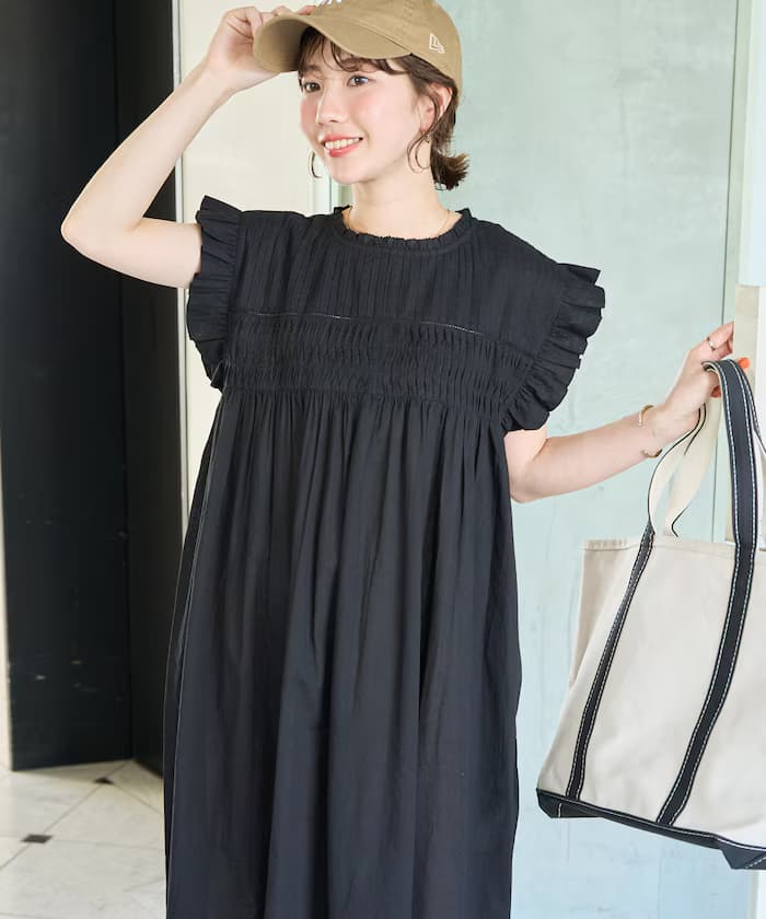 印度打褶荷葉邊無袖連身裙【限定展開】
