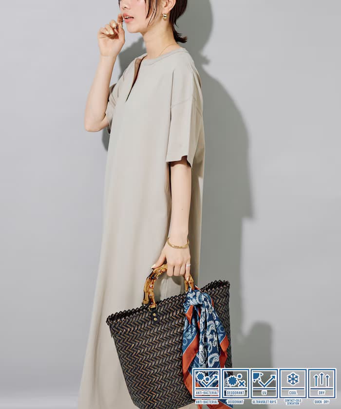 STORATECH 涼感 吸濕排汗 抗UV 抗菌防臭 鑰匙領 連身裙【限定款】