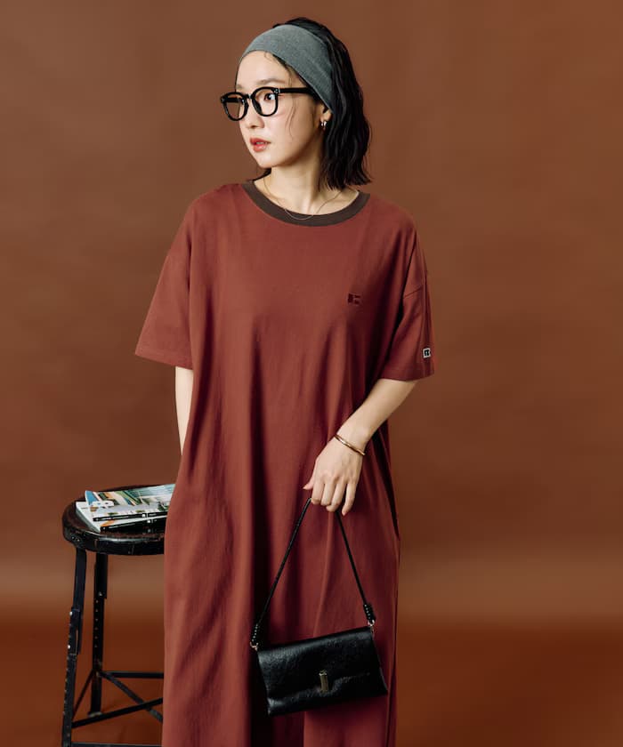 RUSSELL ATHLETIC × FREAK'S STORE 聯名限定 滾邊配色 口袋 寬版連身裙【限定款】