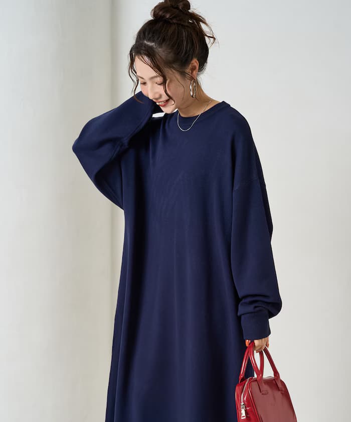 喇叭長裙針織衫連身裙【限定展開】