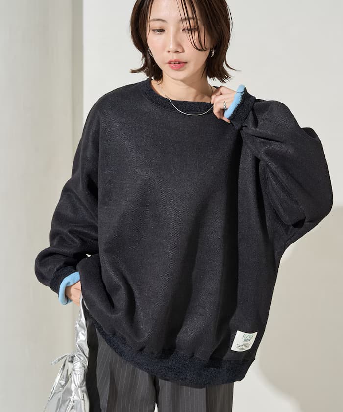 インレー 裏 シャギー ボンディング 配色 套頭衫【限定展開】