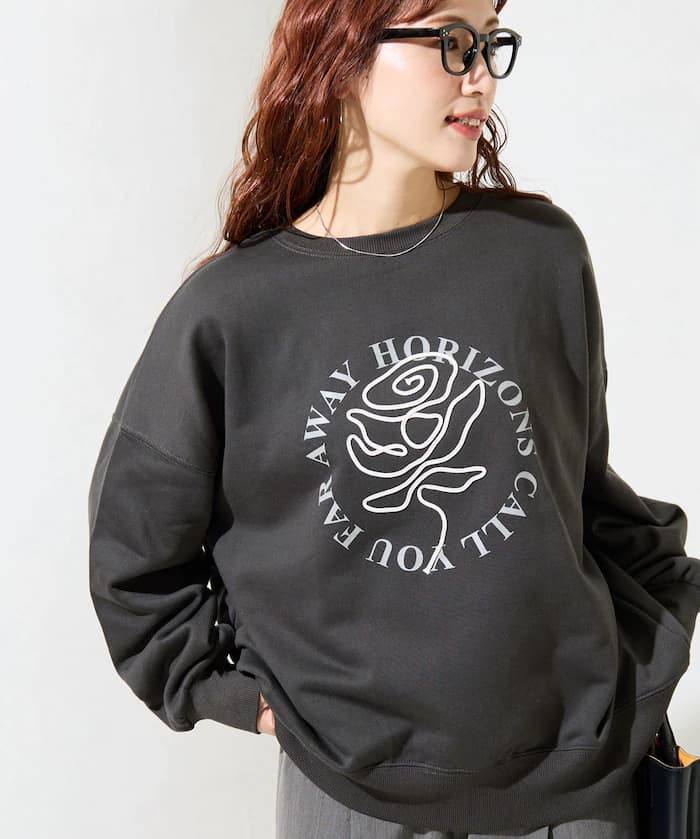 薔薇刺繡×圓形標誌印花衛衣【限定展開】