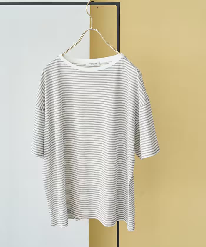 シアー 橫條紋 半袖 T恤【限定展開】