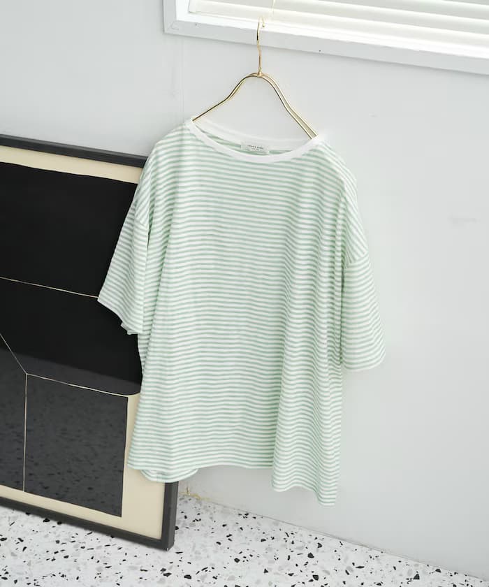 シアー 橫條紋 半袖 T恤【限定展開】