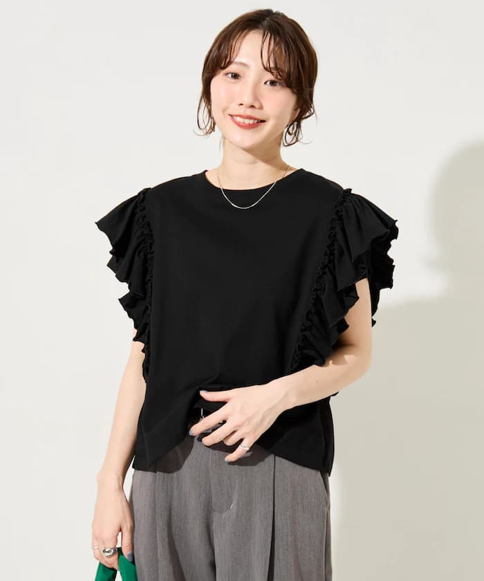 荷葉邊袖 T恤【限定展開】