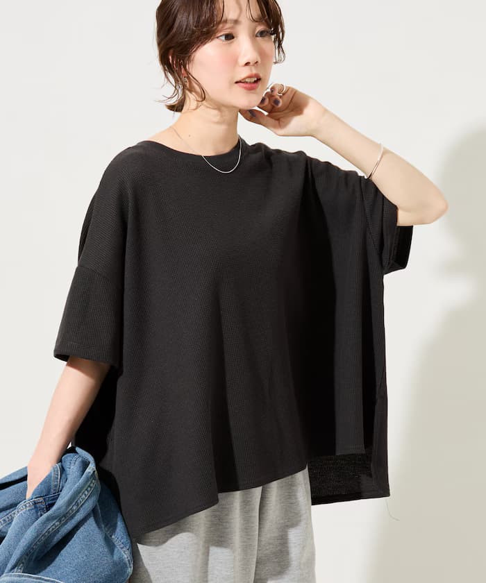 迷你荷葉紋短版圓領半袖T恤【限定展開】