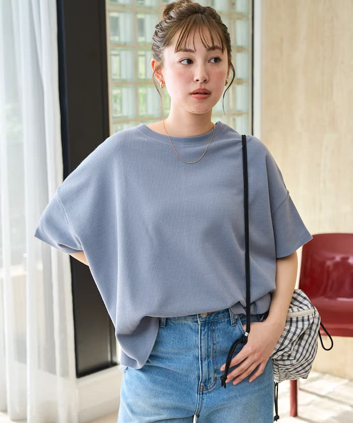 迷你荷葉紋短版圓領半袖T恤【限定展開】