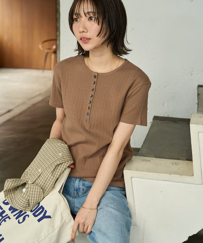 パターン 網眼 ヘンリー 半袖 T恤【限定展開】