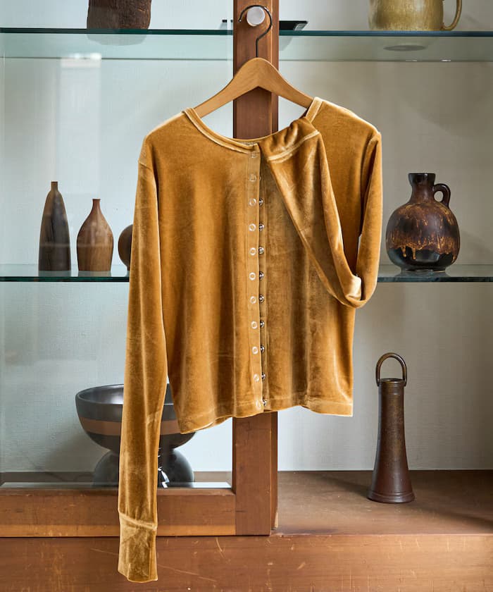 絲絨鈕扣針織開衫【限定展開】