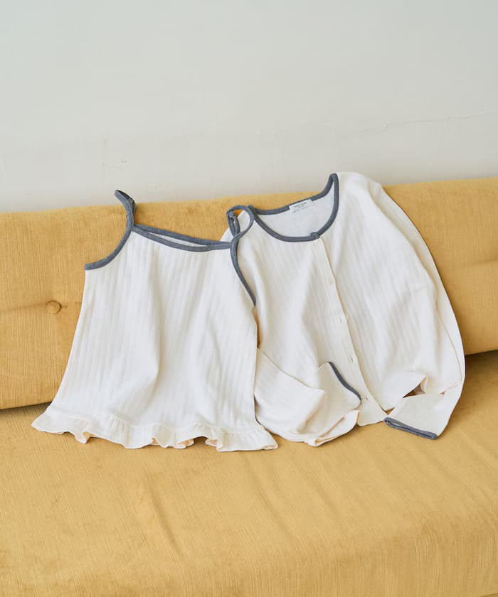 網眼荷葉邊吊帶背心罩衫組合【限定展開】