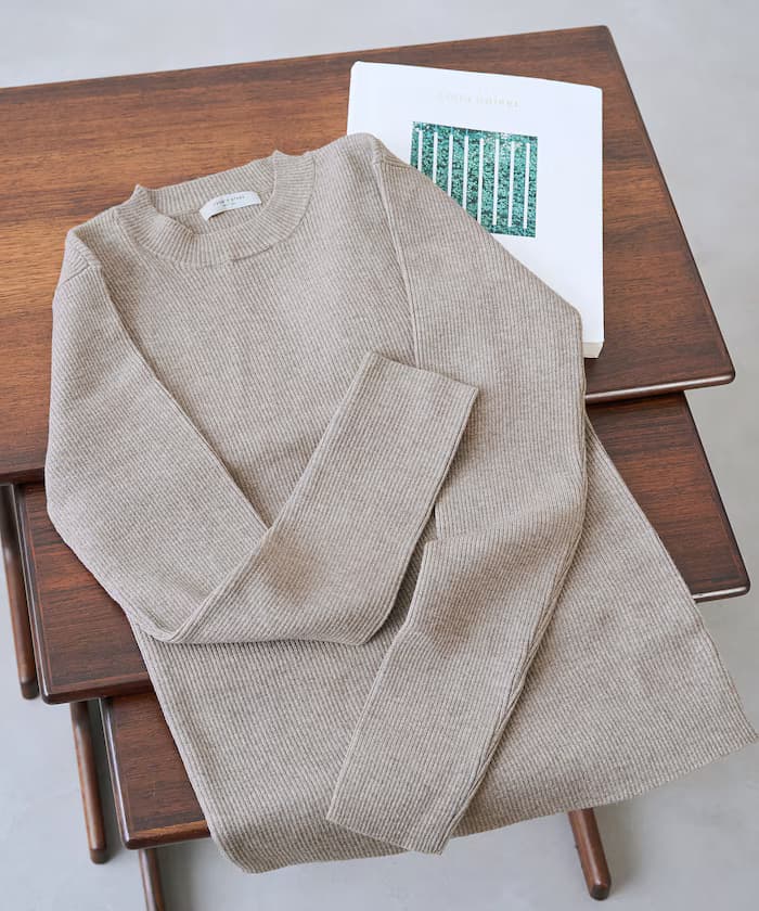 吸濕發熱肋條圓領針織衫套頭衫【限定展開】