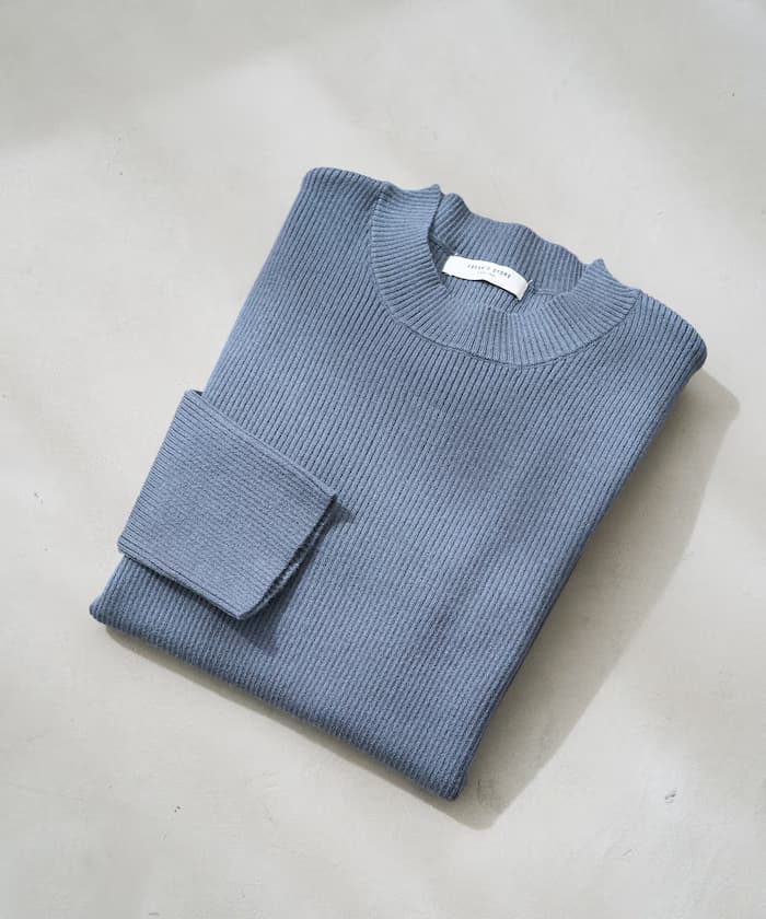 吸濕發熱肋條圓領針織衫套頭衫【限定展開】