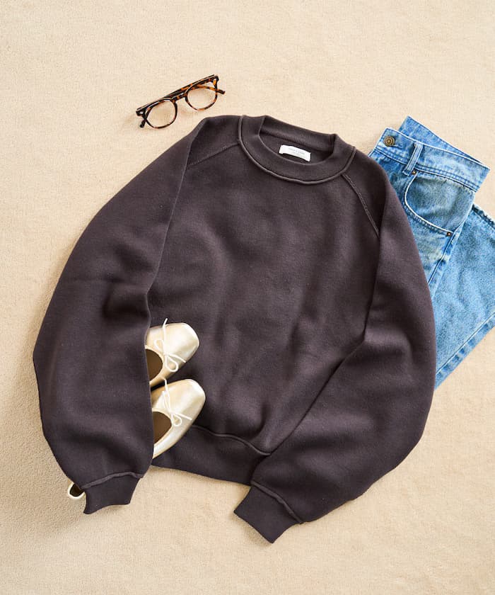 衛衣風拉格蘭短版針織套頭衫【限定展開】