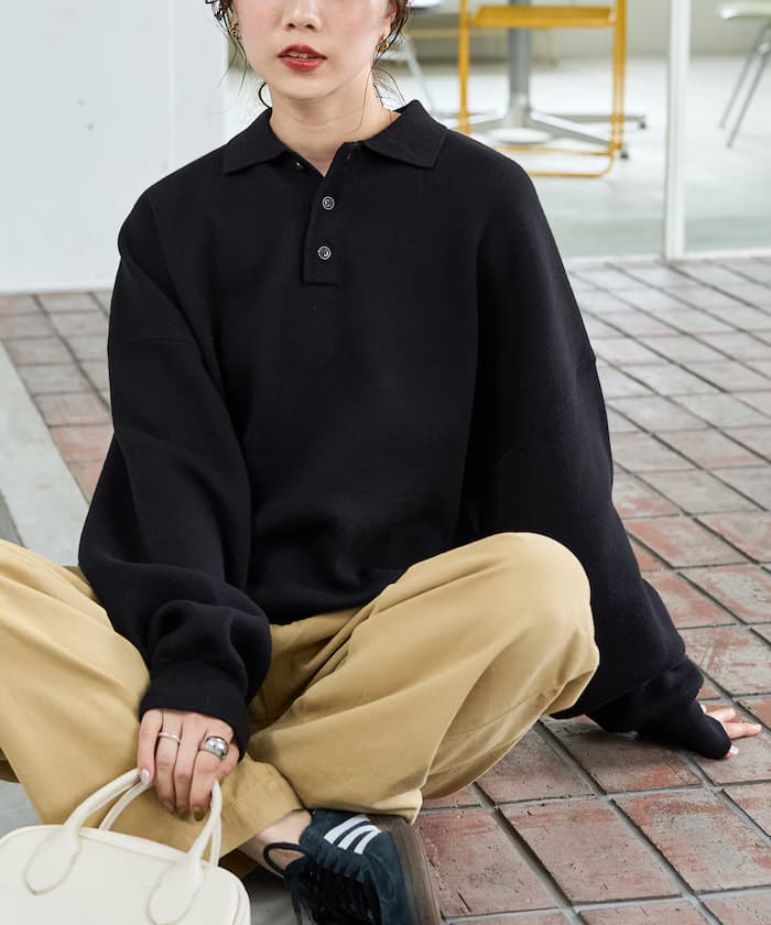 馬球領針織衫套頭衫【限定展開】