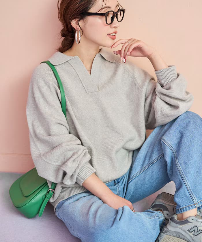 ポロ襟 スキッパー 針織衫 套頭衫【限定展開】