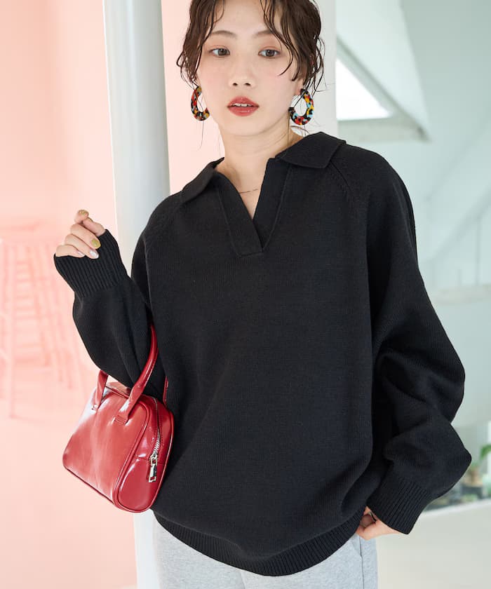 ポロ襟 スキッパー 針織衫 套頭衫【限定展開】