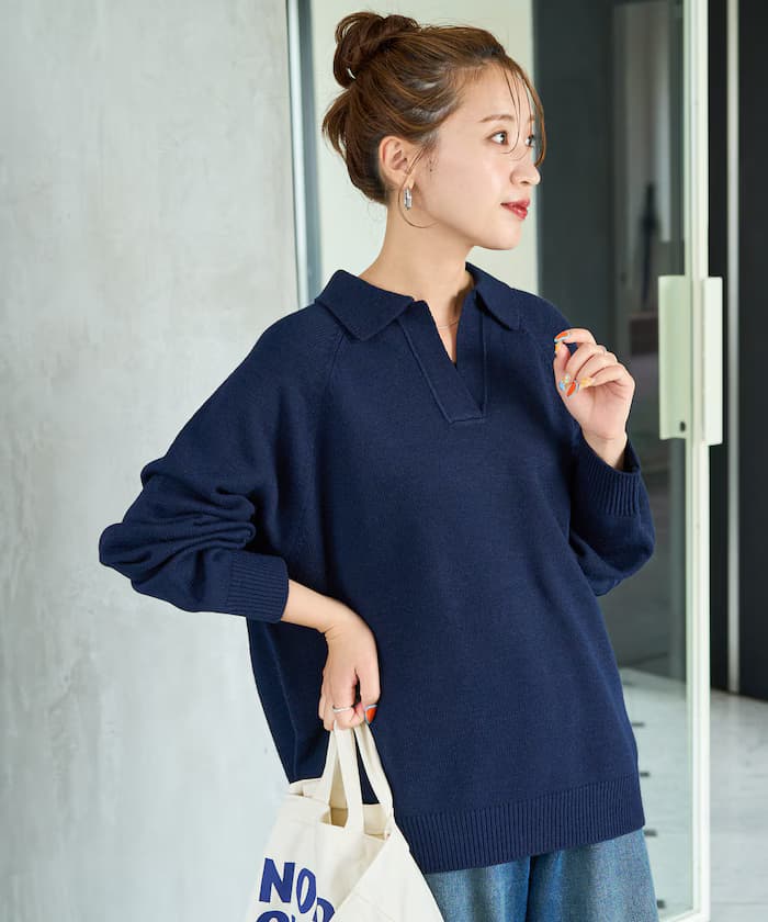 ポロ襟 スキッパー 針織衫 套頭衫【限定展開】