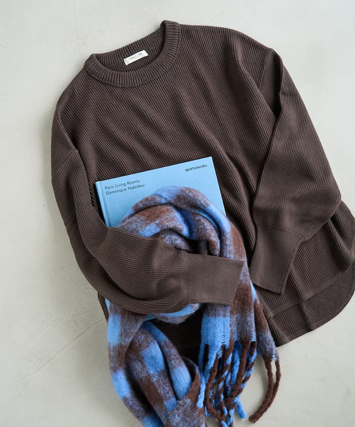 片畦圓擺棉質套頭針織衫【限定展開】