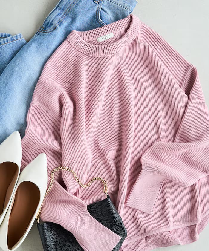 片畦圓擺棉質套頭針織衫【限定展開】