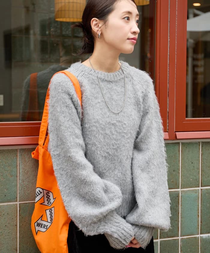 撞色毛絨針織衫 短版 套頭衫【限定展開】