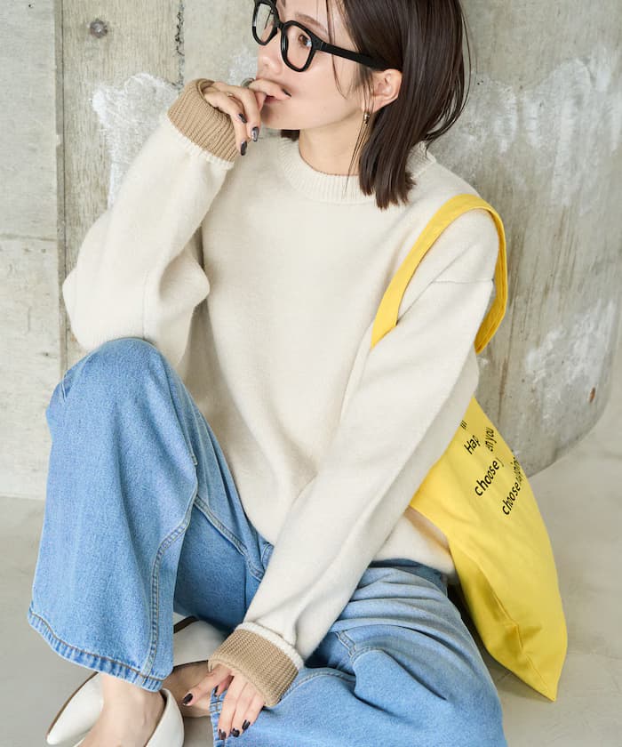 裡配色針織套頭衫【限定展開】