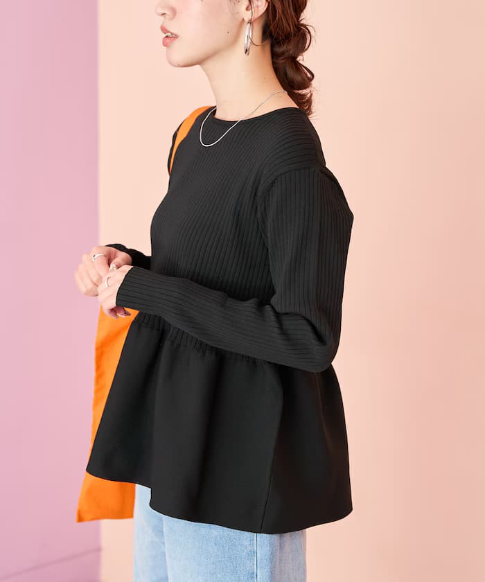 可水洗荷葉邊針織衫套頭衫【限定展開】