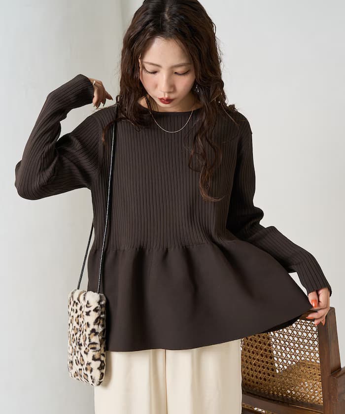 可水洗荷葉邊針織衫套頭衫【限定展開】