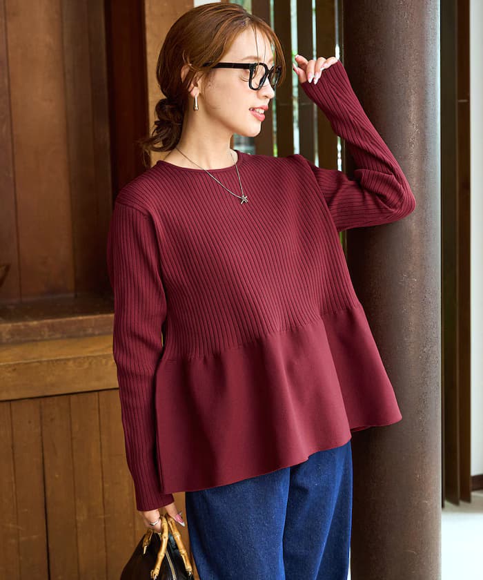 可水洗荷葉邊針織衫套頭衫【限定展開】