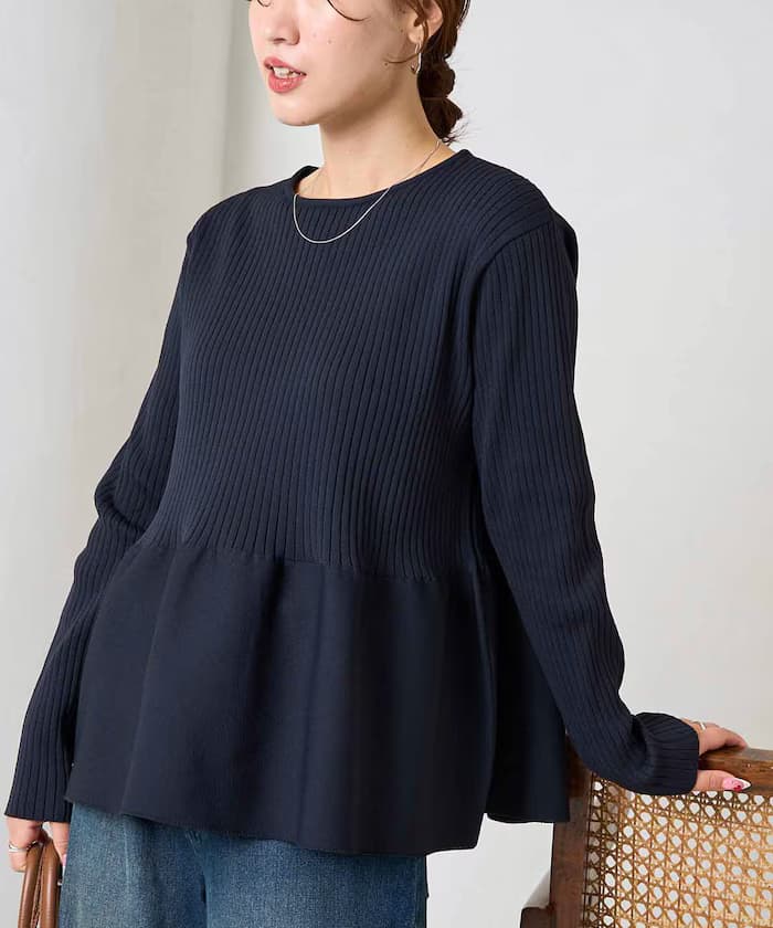 可水洗荷葉邊針織衫套頭衫【限定展開】