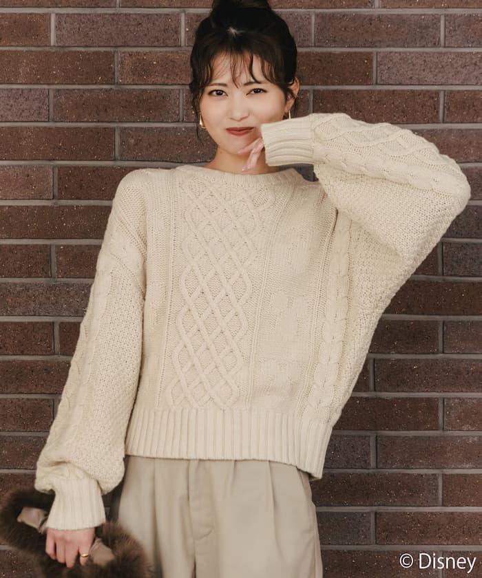 FREAK'S STORE×前田亜美/Disney/Mickey Mouse/米奇 纜織針織衫 套頭衫【限定展開】